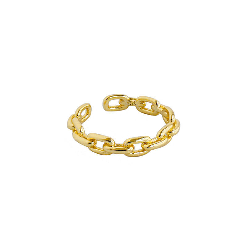 Lovcia Adjustable Gold Tone 925 Sterling Silver Chain Ring-Rings-Yellow Gold-Yellow Gold