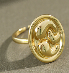 Lovcia Adjustable Gold Tone 925 Sterling Silver Open Ring-Rings-Yellow Gold-