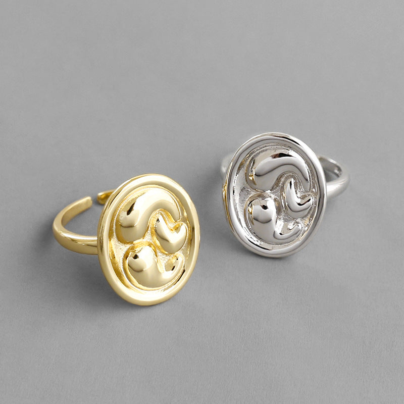 Lovcia Adjustable Gold Tone 925 Sterling Silver Open Ring-Rings-Yellow Gold-