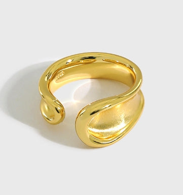 Lovcia Adjustable Gold Tone 925 Sterling Silver Ring-Rings-Yellow Gold-Yellow Gold