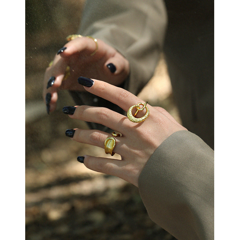 Lovcia Adjustable Gold Tone 925 Sterling Silver Ring-Rings-Yellow Gold-Yellow Gold