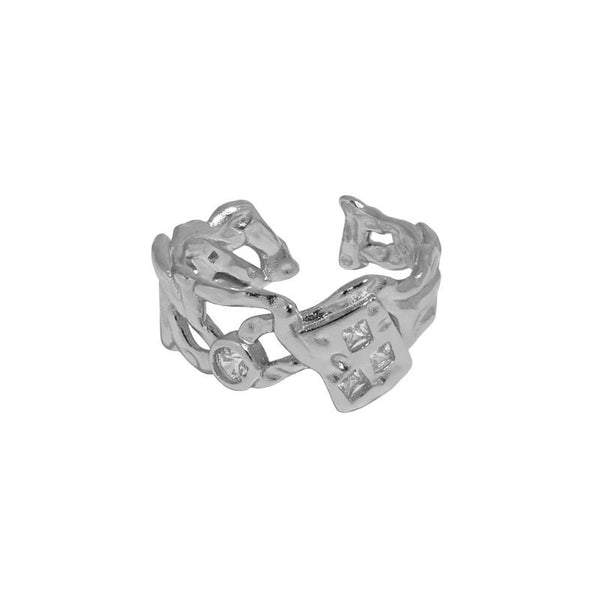 Lovcia Adjustable Gold Tone CZ 925 Sterling Silver Ring-Rings-Yellow Gold-Yellow Gold