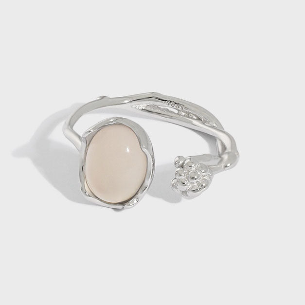 Lovcia Adjustable Gold Tone Oval Agate Ring 7.5x9.6mm-Rings-Yellow Gold-Yellow Gold