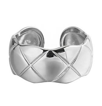Lovcia Adjustable Gold Tone Sterling Ring With Rhombus-Rings-Rhodium-Rhodium