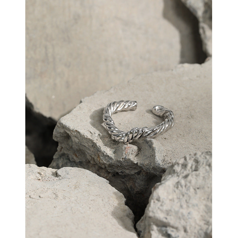 Lovcia Adjustable Gold Tone Twisted Sterling Silver Ring-Rings-Yellow Gold-Yellow Gold