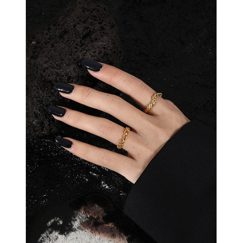 Lovcia Adjustable Gold Tone Twisted Sterling Silver Ring-Rings-Yellow Gold-Yellow Gold
