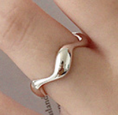 Lovcia Adjustable Gold Tone Wave Ring 925 Sterling Silver-Rings-Rhodium-Rhodium