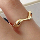 Lovcia Adjustable Gold Tone Wave Ring 925 Sterling Silver-Rings-Yellow Gold-Yellow Gold