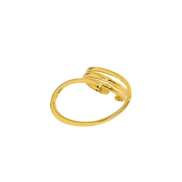 Lovcia Adjustable Gold Twisted Ring 18K Plated Open Size-Rings-Yellow Gold-Yellow Gold