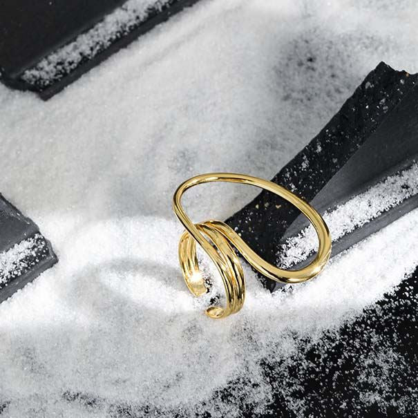 Lovcia Adjustable Gold Twisted Ring 18K Plated Open Size-Rings-Yellow Gold-Yellow Gold