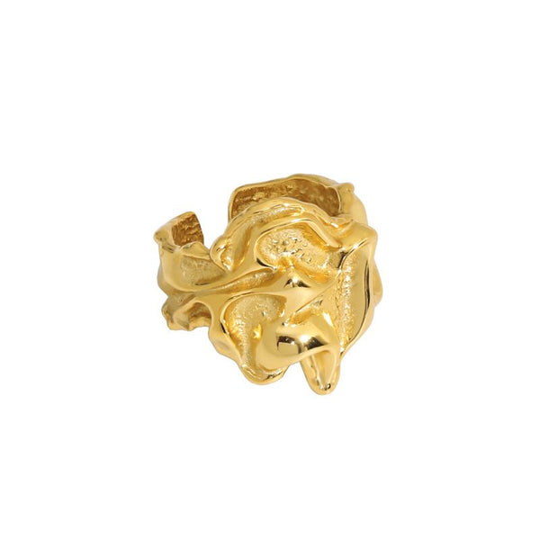 Lovcia Adjustable Irregular Folding 925 Ring 18K Gold-Rings-Yellow Gold-Yellow Gold