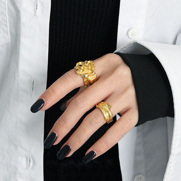 Lovcia Adjustable Irregular Folding 925 Ring 18K Gold-Rings-Yellow Gold-Yellow Gold