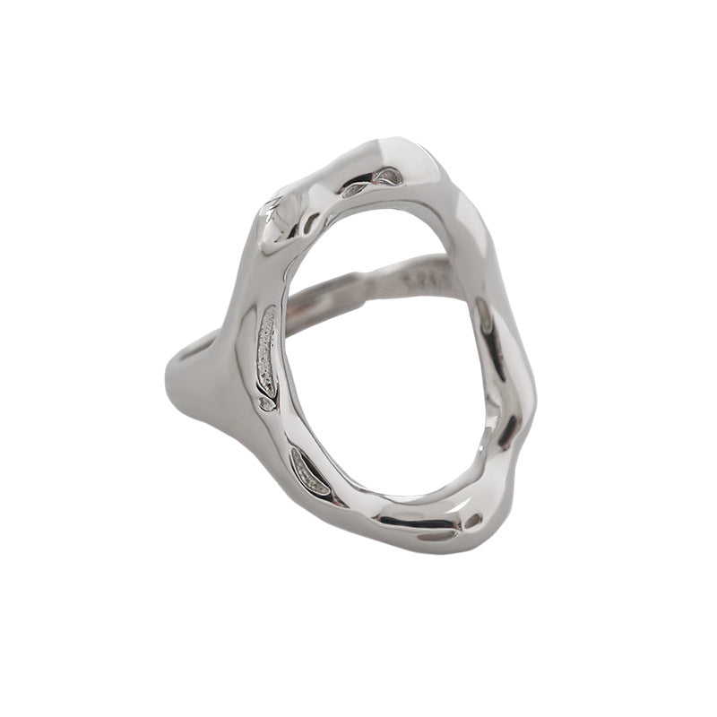 Lovcia Adjustable Irregular O Shape Gold Tone 925 Ring-Rings-Silver-