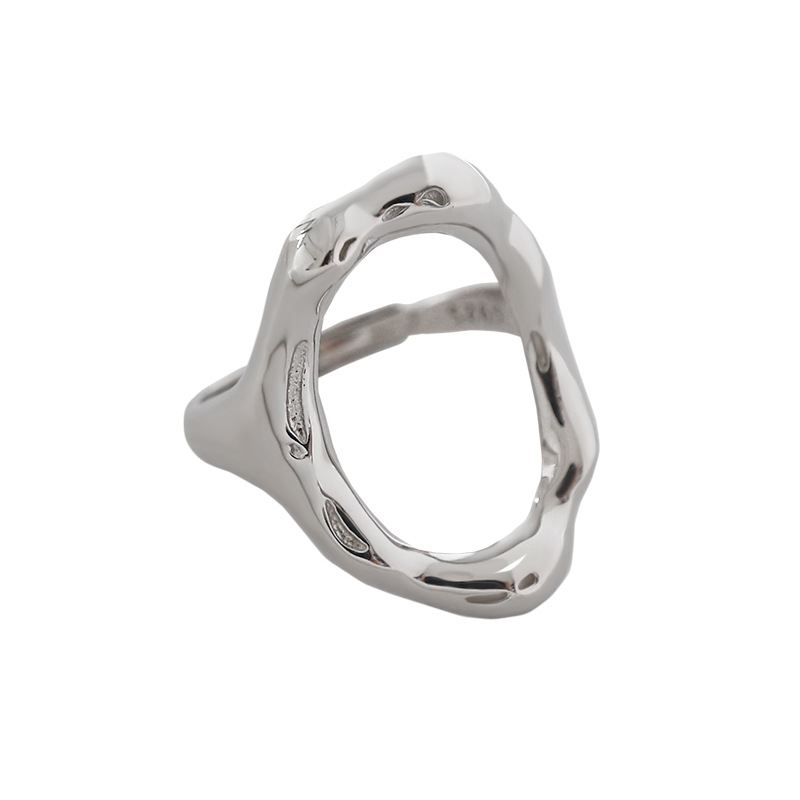 Lovcia Adjustable Irregular O Shape Gold Tone 925 Ring-Rings-Yellow Gold-