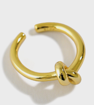 Lovcia Adjustable Knot 925 Sterling Silver Gold Tone Ring-Rings-Yellow Gold-