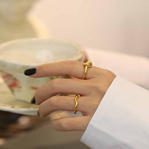 Lovcia Adjustable Knot 925 Sterling Silver Gold Tone Ring-Rings-Yellow Gold-