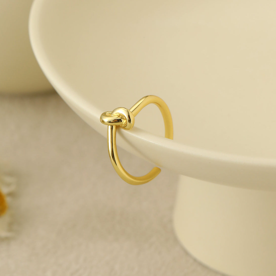 Lovcia Adjustable Knot 925 Sterling Silver Gold Tone Ring-Rings-Yellow Gold-