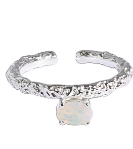 Lovcia Adjustable Opal Gold Tone 925 Sterling Silver Ring-Rings-Silver-