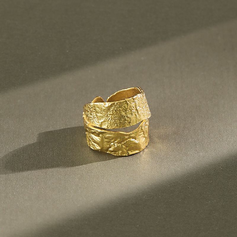 Lovcia Adjustable Open Gold Tone 925 Sterling Silver Ring-Rings-Yellow Gold-Yellow Gold