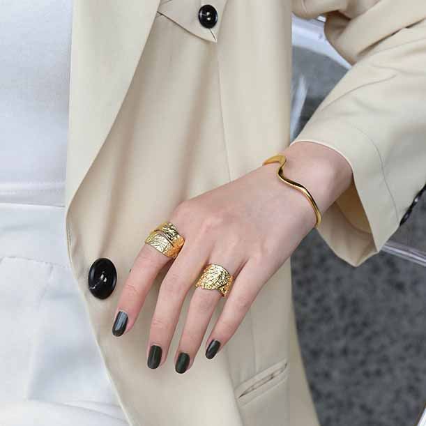 Lovcia Adjustable Open Gold Tone 925 Sterling Silver Ring-Rings-Yellow Gold-Yellow Gold
