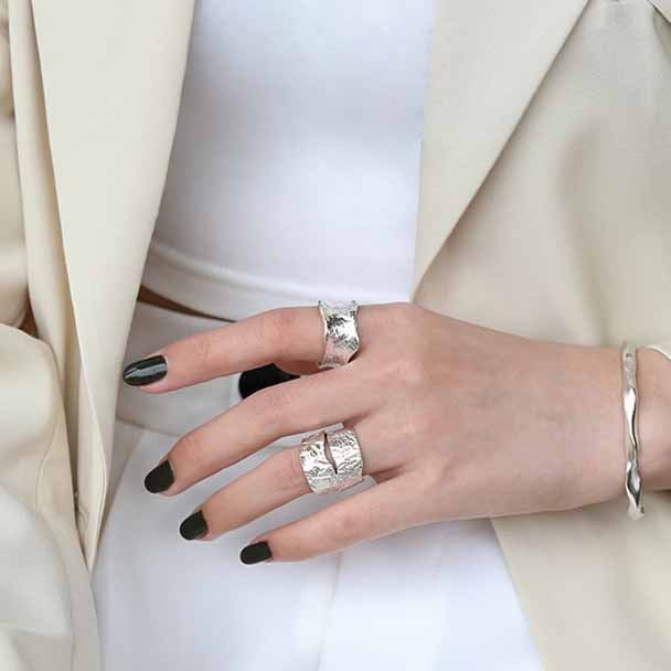 Lovcia Adjustable Open Gold Tone 925 Sterling Silver Ring-Rings-Yellow Gold-Yellow Gold