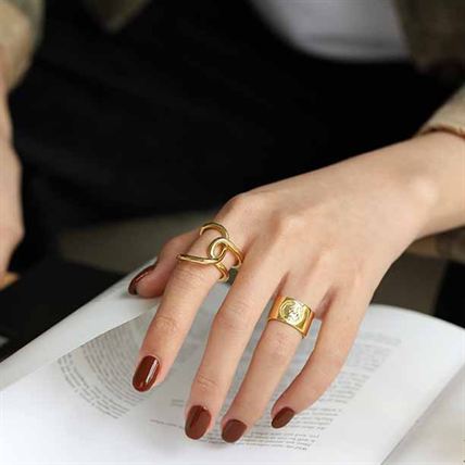 Lovcia Adjustable Open Size 925 Sterling Silver Gold Ring-Rings-Yellow Gold-