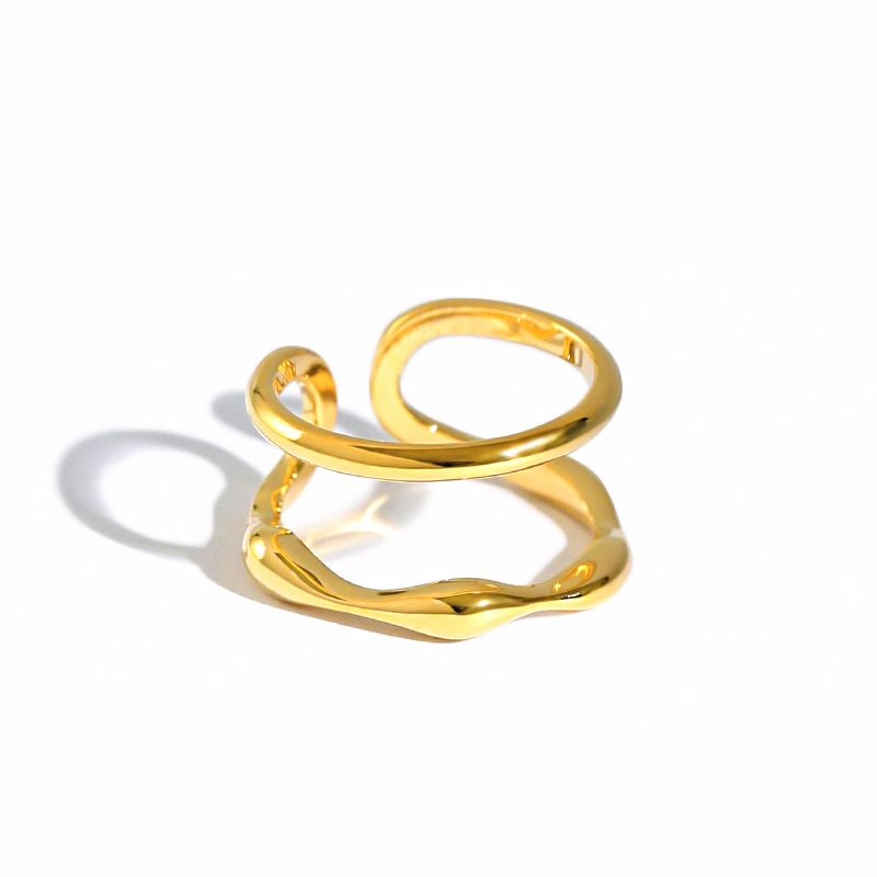 Lovcia Adjustable Ring 925 Sterling Silver Gold Plated-Rings-Yellow Gold-Yellow Gold