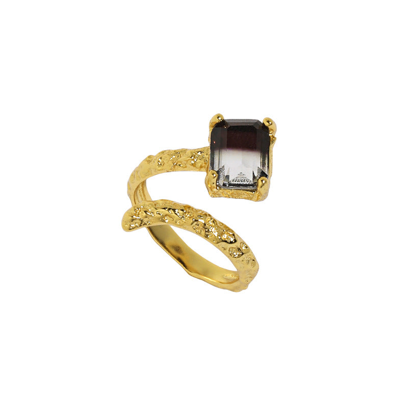 Lovcia Adjustable Ring Gold Plated 925 Sterling Silver CZ-Rings-Yellow Gold-Yellow Gold