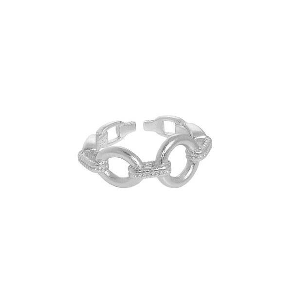Lovcia Adjustable Rolo Chain Ring 925 Sterling Silver-Rings-Yellow Gold-Yellow Gold