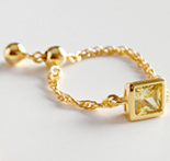 Lovcia Adjustable Square CZ Chain Ring 18K Gold Tone-Rings-Yellow Gold & Yellow CZ-Yellow Gold & Yellow CZ