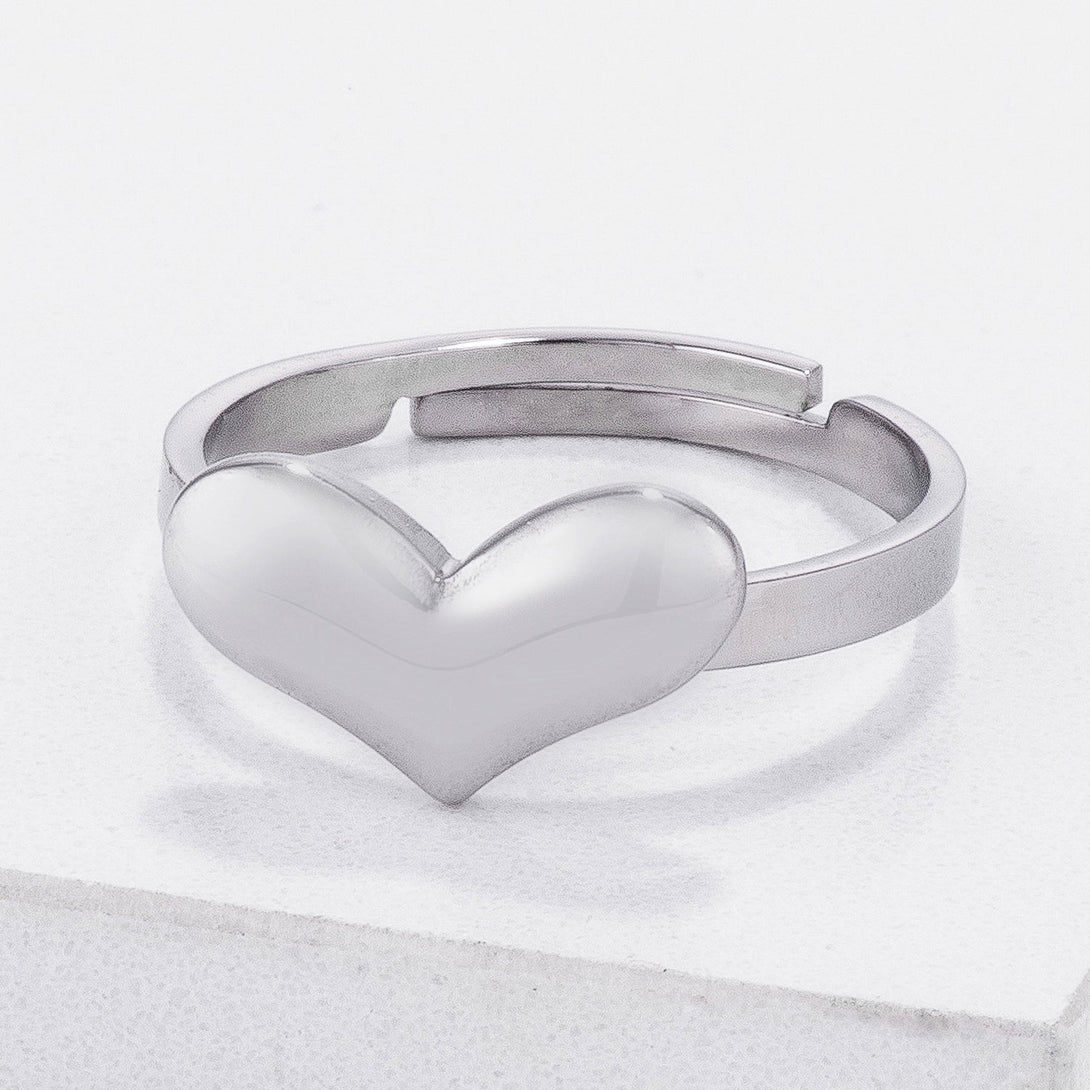 Lovcia Adjustable Stainless Steel Heart Ring (Sizes 5-9)-Rings-