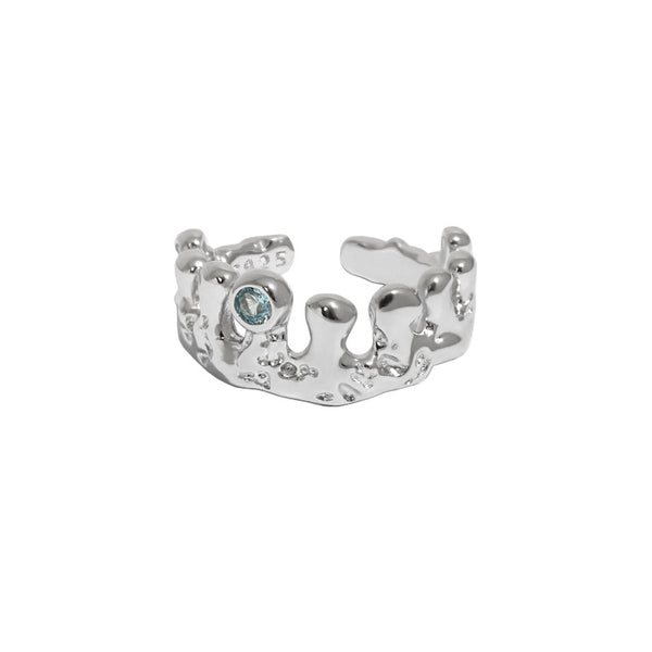 Lovcia Adjustable Sterling Silver CZ Ring Two Stones-Rings-Rhodium-Rhodium
