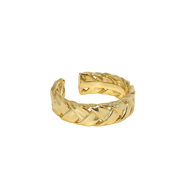 Lovcia Adjustable Twist Ring Sterling Silver Gold Plated-Rings-Yellow Gold-Yellow Gold