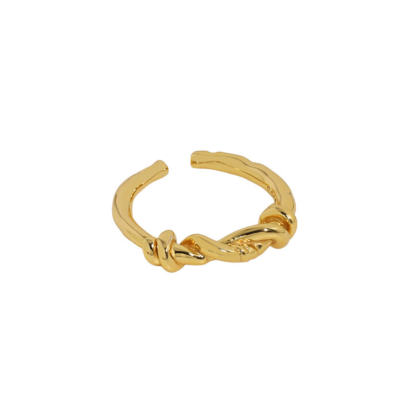 Lovcia Adjustable Twisted Knot Ring Gold Plated 925-Rings-Yellow Gold-Yellow Gold