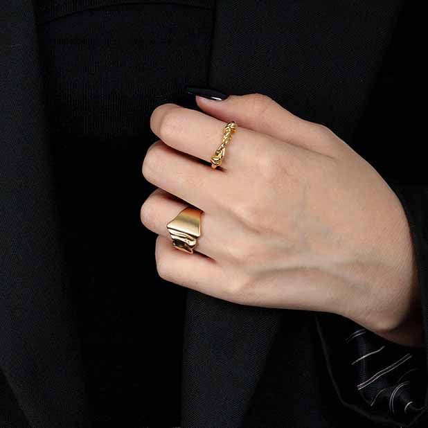 Lovcia Adjustable Twisted Knot Ring Gold Plated 925-Rings-Yellow Gold-Yellow Gold