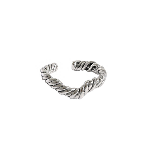 Lovcia Adjustable Twisted V Wave 925 Sterling Silver Ring-Rings-Vintage-Vintage
