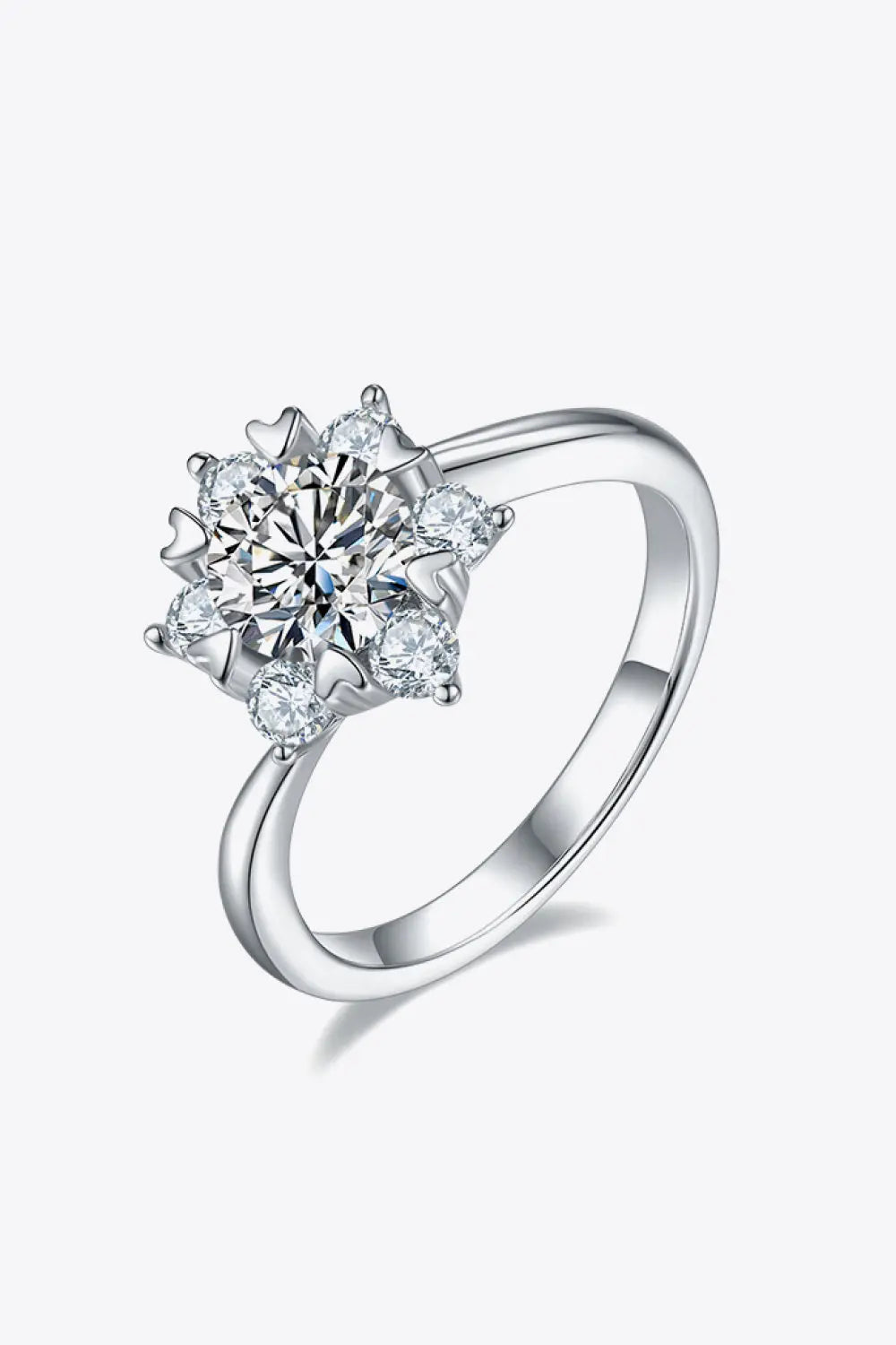 Lovcia Adored 1 Carat Moissanite 925 Sterling Silver Cluster Ring-Rings-Silver-4.5-Silver