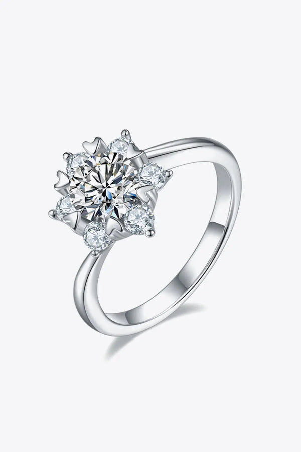 Lovcia Adored 1 Carat Moissanite 925 Sterling Silver Cluster Ring-Rings-Silver-4.5-Silver
