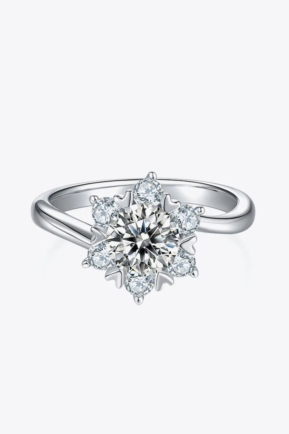 Lovcia Adored 1 Carat Moissanite 925 Sterling Silver Cluster Ring-Rings-Silver-4.5-Silver