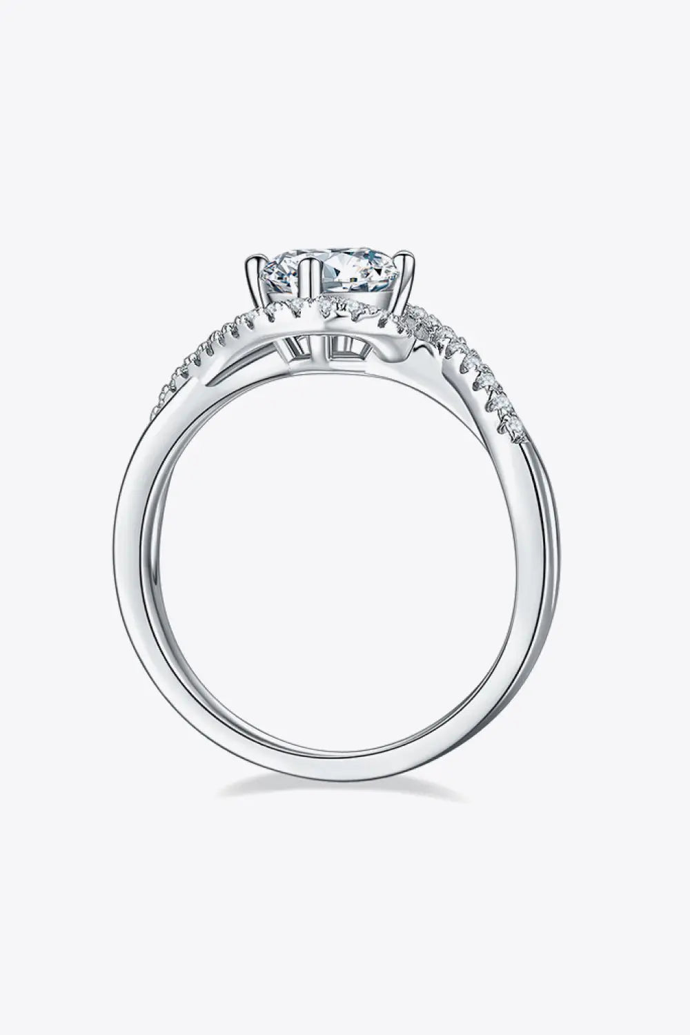Lovcia Adored 1 Carat Moissanite 925 Sterling Silver Crisscross Ring-Rings-Silver-4.5-Silver