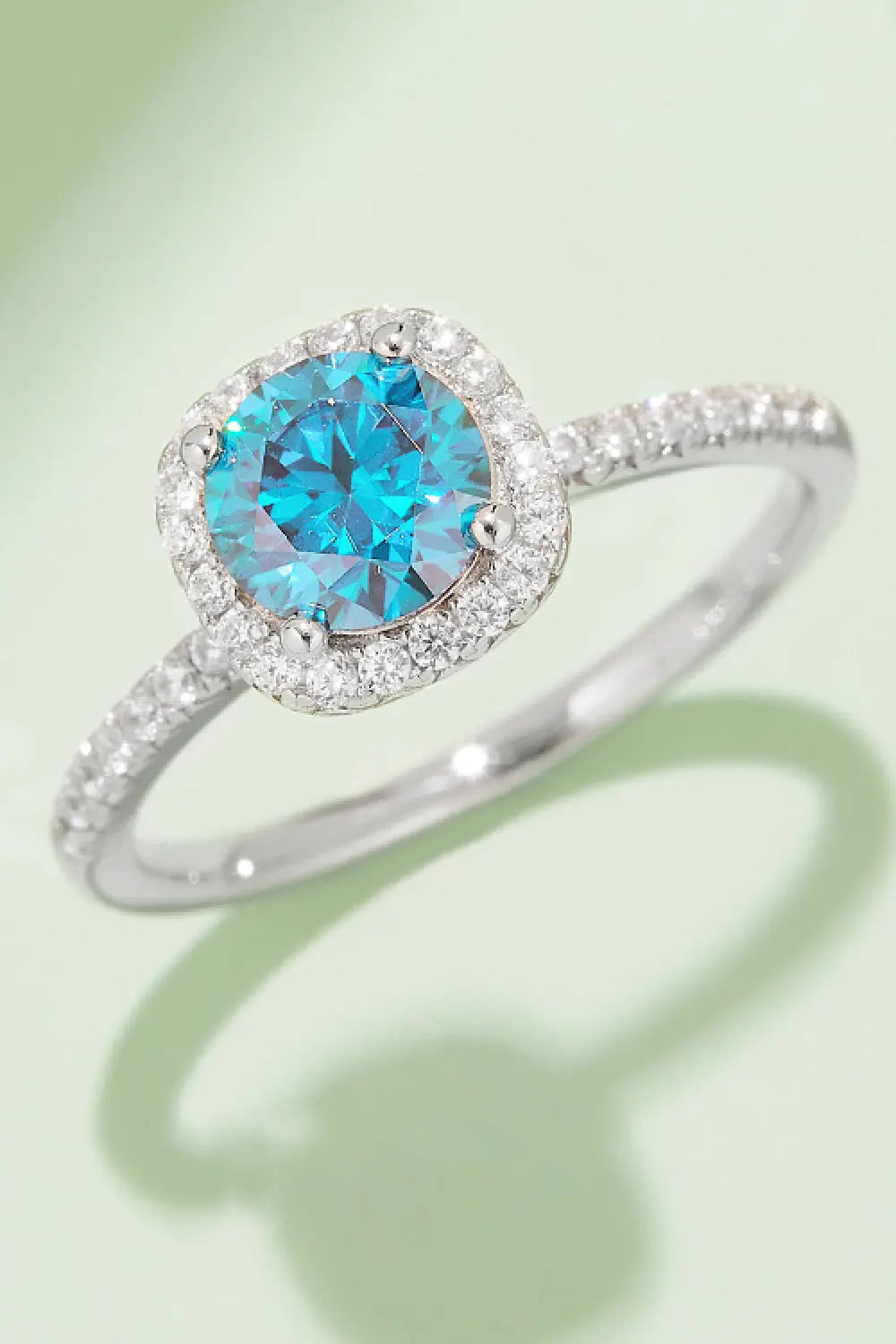 Lovcia Adored 1 Carat Moissanite 925 Sterling Silver Halo Ring-Rings-Sky Blue-4.5-Sky Blue