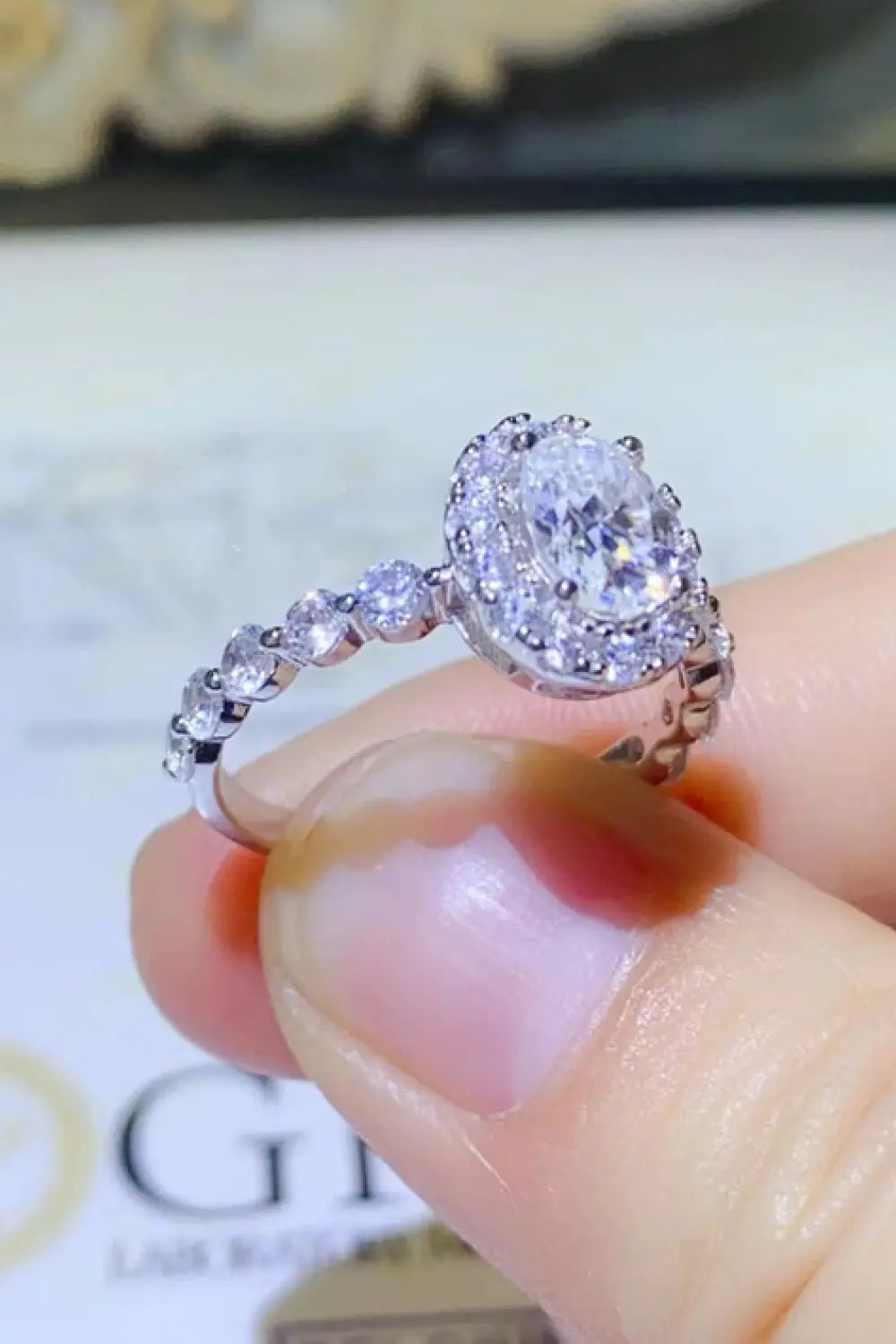 Lovcia Adored 1 Carat Moissanite 925 Sterling Silver Halo Ring-Rings-White-4.5-White