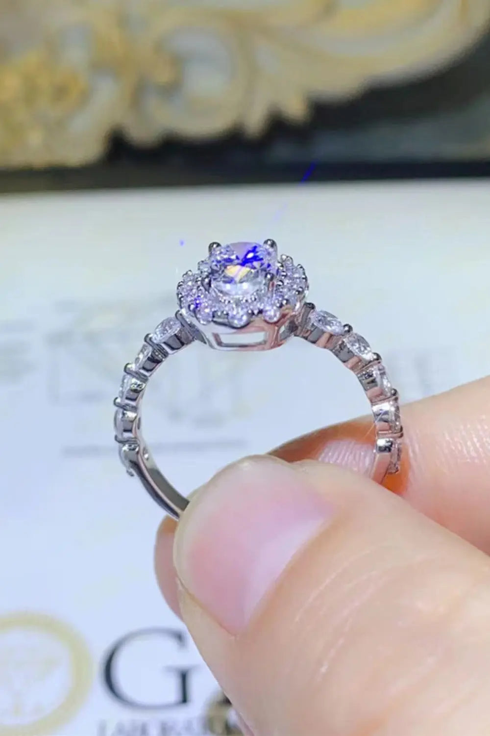 Lovcia Adored 1 Carat Moissanite 925 Sterling Silver Halo Ring-Rings-White-4.5-White