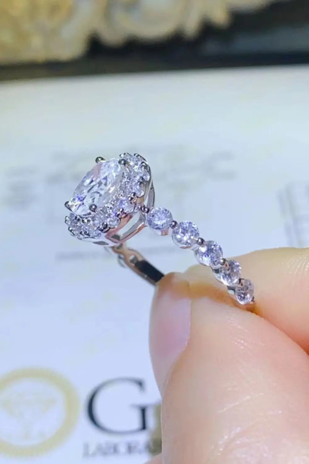 Lovcia Adored 1 Carat Moissanite 925 Sterling Silver Halo Ring-Rings-White-4.5-White