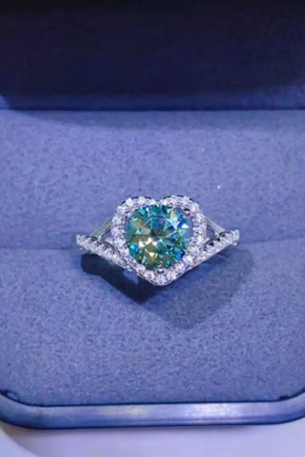 Lovcia Adored 1 Carat Moissanite 925 Sterling Silver Heart Ring-Rings-Mid Green-4.5-Mid Green
