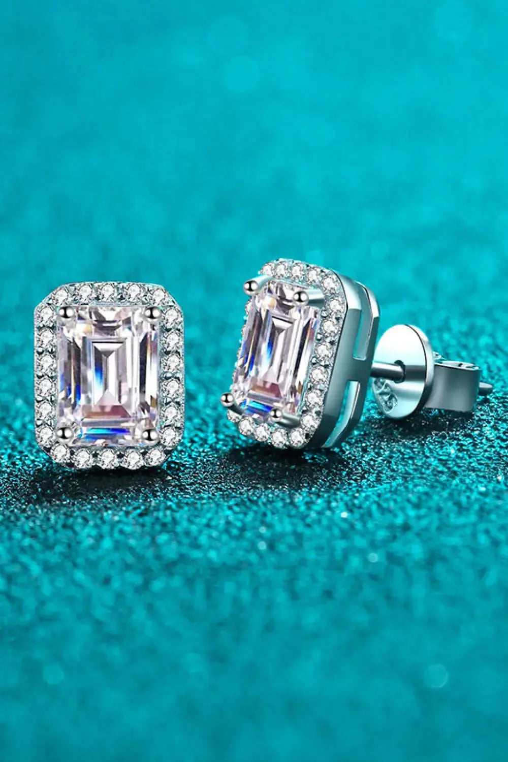 Lovcia Adored 1 Carat Moissanite Rhodium-Plated Square Stud Earrings-Earrings-Silver-One Size-Silver