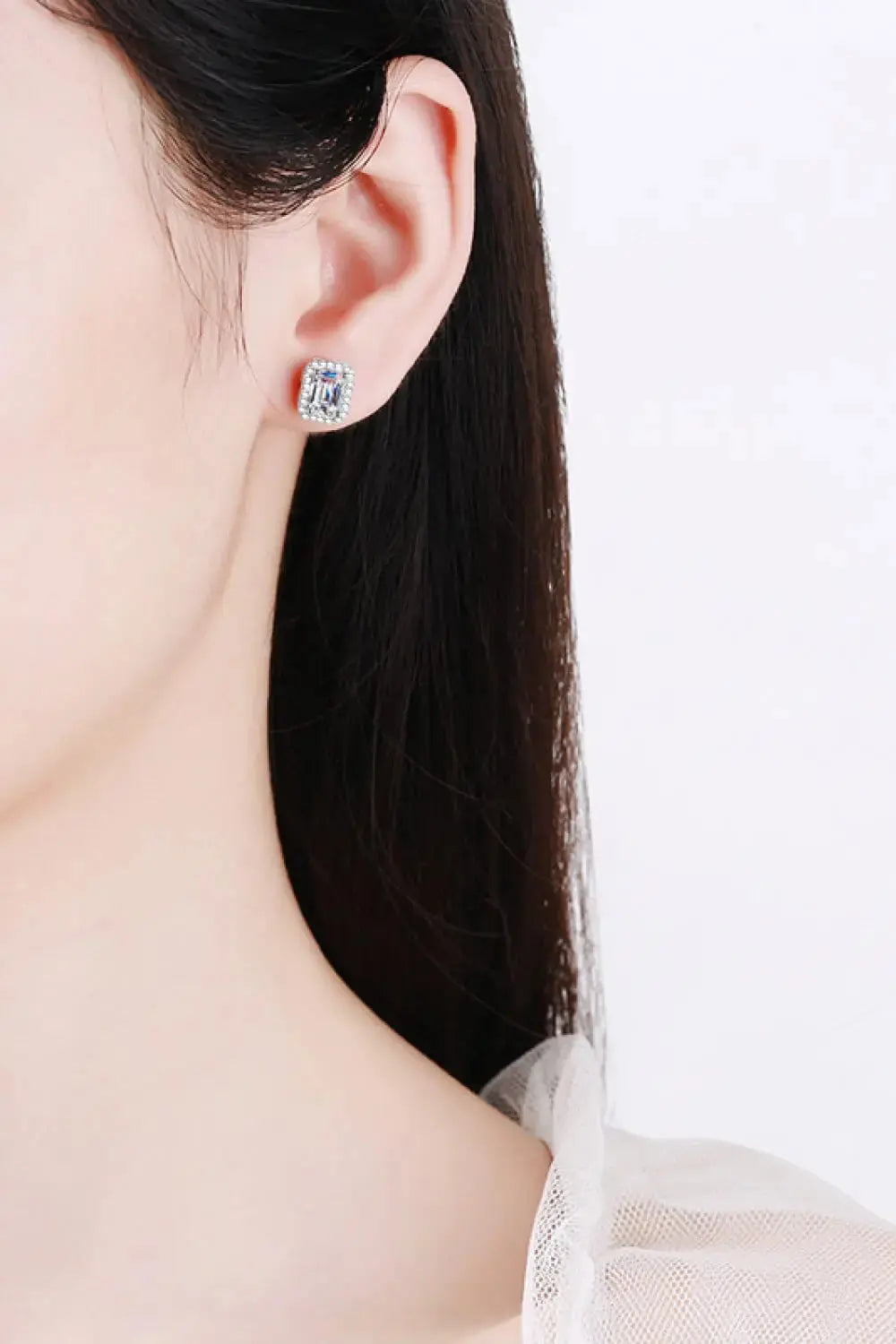 Lovcia Adored 1 Carat Moissanite Rhodium-Plated Square Stud Earrings-Earrings-Silver-One Size-Silver