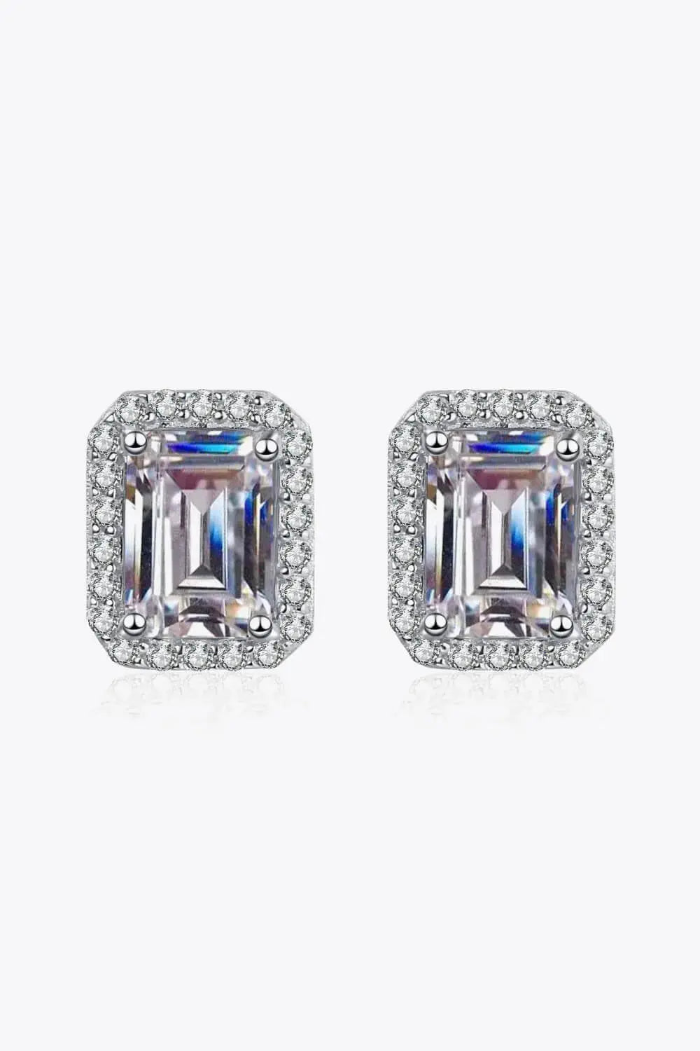 Lovcia Adored 1 Carat Moissanite Rhodium-Plated Square Stud Earrings-Earrings-Silver-One Size-Silver