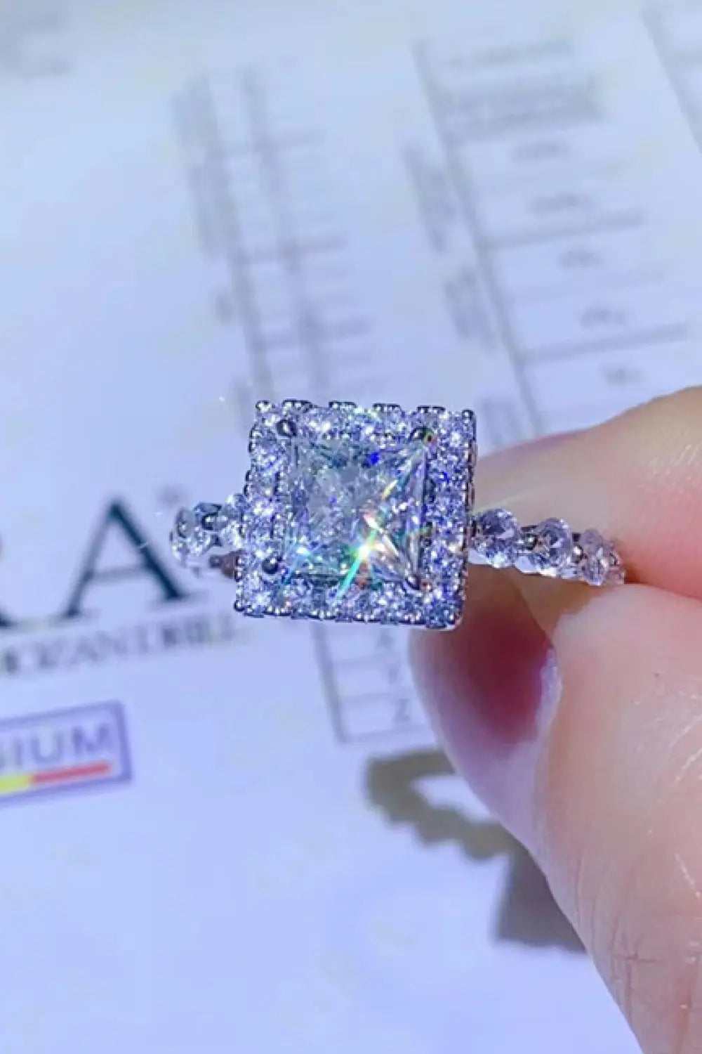 Lovcia Adored 1 Carat Moissanite Square Ring-Rings-White-4.5-White