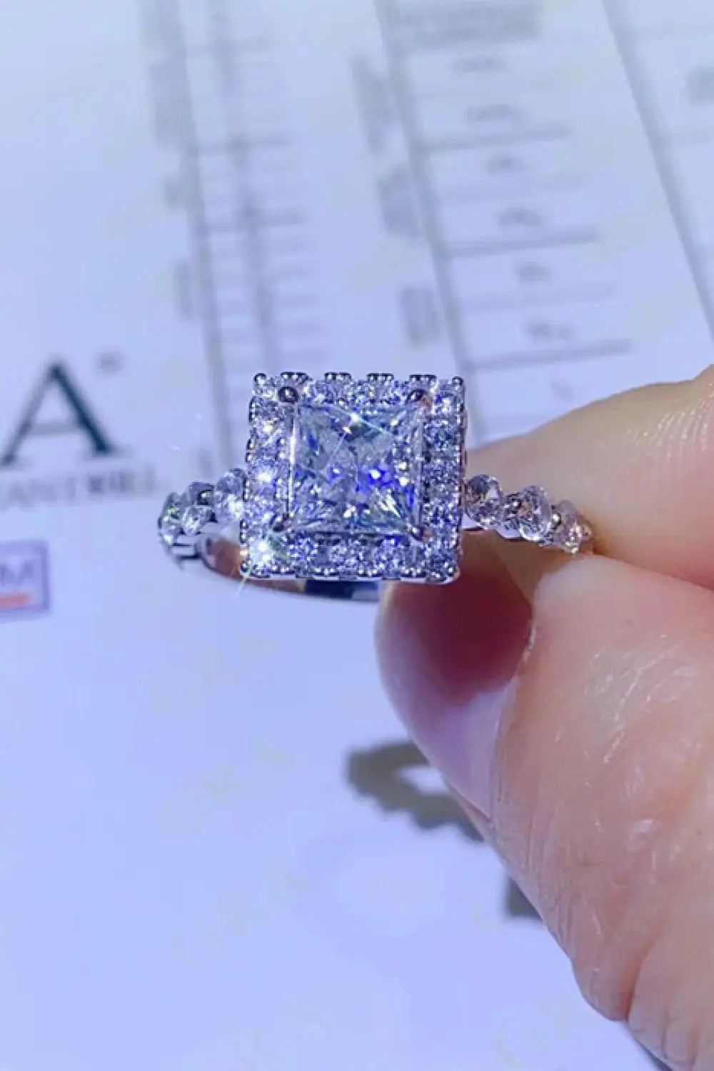 Lovcia Adored 1 Carat Moissanite Square Ring-Rings-White-4.5-White